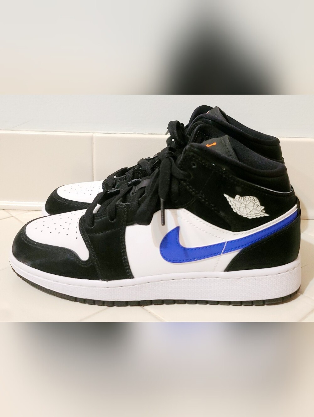Air Jordan 1 Mid Black Racer Blue White GS Size 6Y / Women's Size  8